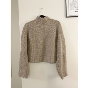 H&M Taupe Knit Mock Turtleneck Sweater